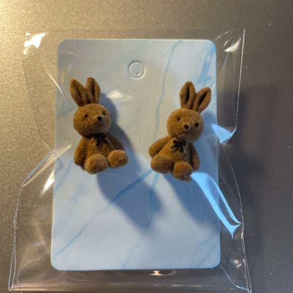 Fluffy rabbit earrings - Picture 1 of 2